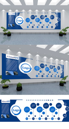 藍色科技感企業文化墻設計圖免費下載 編號35583962_博力西科技EPS格式素材